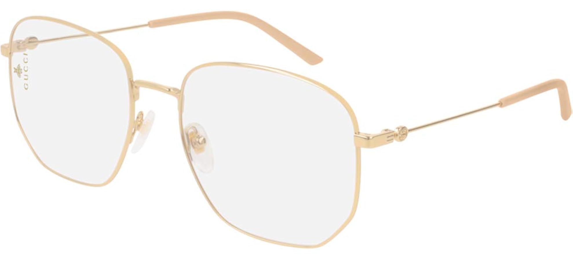 GUCCI グッチ サングラス Gucci GG 0396S 001 Gold Metal Square Sunglasses Transparent
